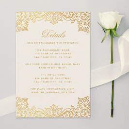 ウェディングの詳細 ヴィンテージゴールド エレガント アンティーク アイボリー エンクロージャーカード