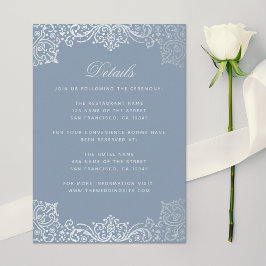 ウェディングの詳細 ヴィンテージ ダスティーブルー シルバー アンティーク エンクロージャーカード