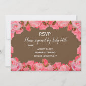 ウェディングの返信カード ピンクのバラのブーケ カントリー調のデザイン 招待状 (正面)