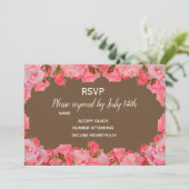 ウェディングの返信カード ピンクのバラのブーケ カントリー調のデザイン 招待状 (スタンド正面)