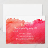 ウェディングの返信ラベル ルビーレッド ボヘミアンモダン 水彩画 招待状 (正面/裏面)