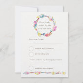 ウェディングの返信案内 ボヘミアンフェザー ネイティブ トライバルリース 招待状 (裏面)