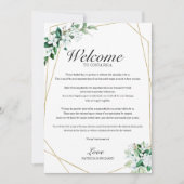 ウェディングの進行表 ジオメトリック フローラル グリーン 招待状 (正面)