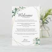 ウェディングの進行表 ジオメトリック フローラル グリーン 招待状 (スタンド正面)