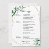ウェディングの進行表 ジオメトリック フローラル グリーン 招待状 (裏面)