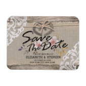 ウェディングは日付の馬蹄用のバ素朴ーラップレースを保存 マグネット (横)