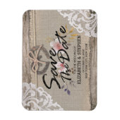 ウェディングは日付の馬蹄用のバ素朴ーラップレースを保存 マグネット (縦)