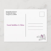 ウェディングは日付をミニマリスト紫の果実を保存 案内ポストカード (裏面)