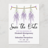 ウェディングは日付を保存ドライラベンダーバンドル 案内ポストカード (正面)