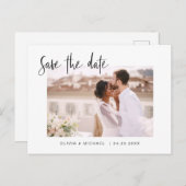 ウェディングは日付を保存フォトミニマルシンプルリストAnno 案内ポストカード (正面/裏面)