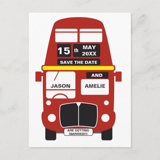 ウェディングは日付を保存ロンドンバス 案内ポストカード (正面)