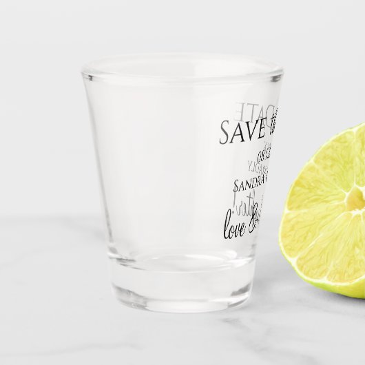 ウェディングは日付を保存白黒愛と笑い ショットグラス (左)