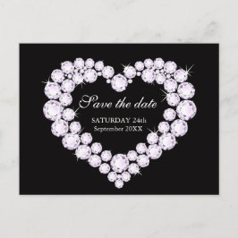 ウェディングは日付ダイヤモンドを黒のハートに保存する 案内ポストカード