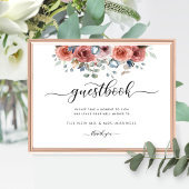 ウェディングまたはその他、至福の花々、ゲストブックサイン ポスター