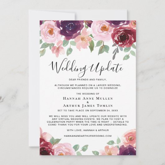 ウェディングアップデート フラワーウォーターカラー 案内状 (正面)
