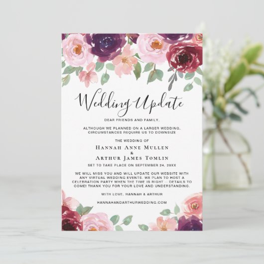 ウェディングアップデート フラワーウォーターカラー 案内状 (スタンド正面)