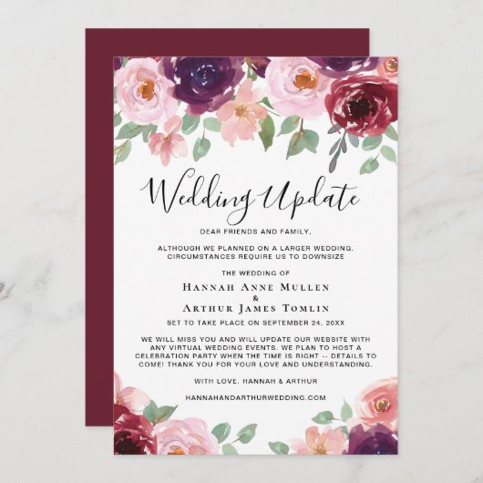 ウェディングアップデート フラワーワーターカラー 案内状 (正面/裏面)