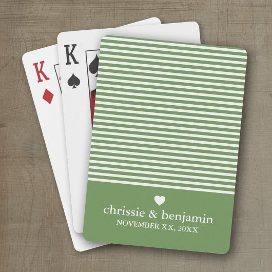 ウェディングアニバーサリーカスタム花嫁新郎の日付ストライプ トランプ