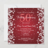 ウェディングアニバーサリーパーティー ウィンター スパークル レッド 招待状 (裏面)