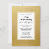 ウェディングアニバーサリーパーティー モダンポルカ 50周年 ゴールド 招待状 (正面)