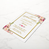 ウェディングアニバーサリー エレガント ブッシュ フラワーリアルゴールド 箔招待状 (回転した状態)
