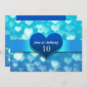 ウェディングアニバーサリー ブルーハート 招待状 (正面/裏面)