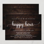 ウェディングアフターパーティーのおしゃれな招待状ラスティックエロープメント, ラスティックダークウッ 招待状 (正面/裏面)