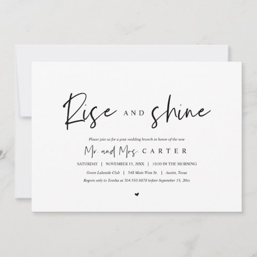 ウェディングアフターパーティーのおめでたい朝に  招待状 (正面)