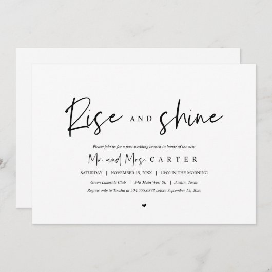ウェディングアフターパーティーのおめでたい朝に  招待状 (正面/裏面)