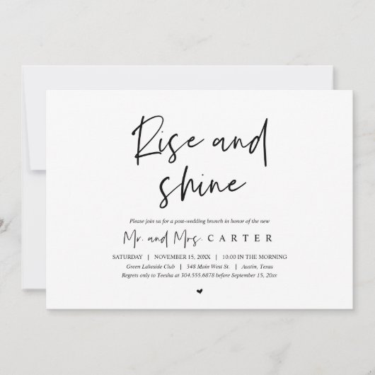 ウェディングアフターパーティーのお誘い（ライズアンドシャイン）, 結婚式後の朝食会招待状 招待状 (正面)