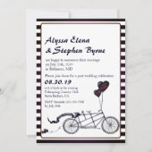 ウェディングアフターパーティーのためのタンデム自転車ロマンチック装飾 招待状 (正面)