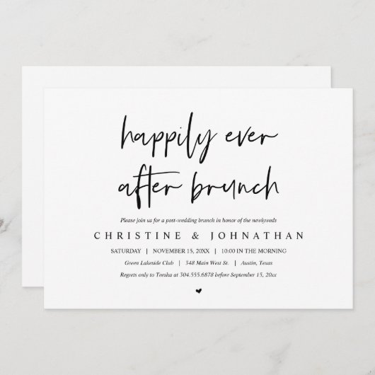 ウェディングアフターパーティーのブランチ 招待状 (正面/裏面)