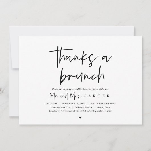 ウェディングアフター・ブランチのご案内 招待状 (正面)