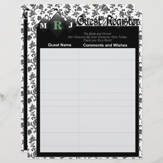 ウェディングアルバムのゲストブックページ (正面/裏面)