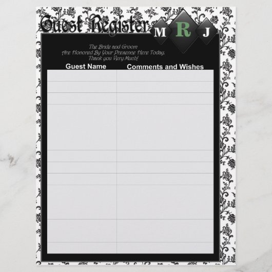 ウェディングアルバムのゲストブックページ (裏面)