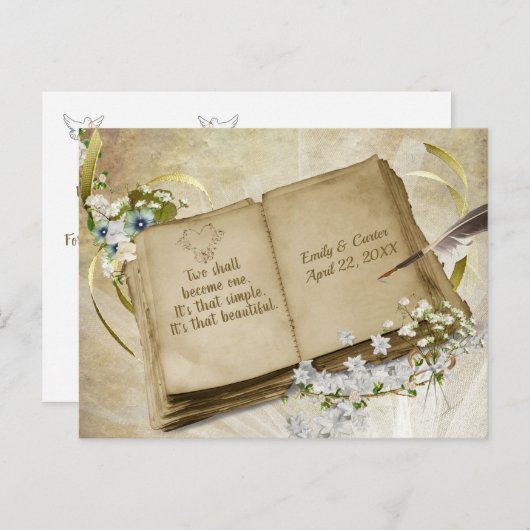 ウェディングアルバム日付の保存 ポストカード (正面/裏面)