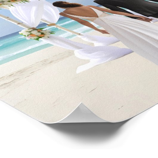 ウェディングアーチビーチカスタムフォトグラフィーバックグラウンド ポスター (角)