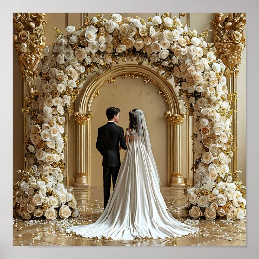 ウェディングアーチ ロマンティック カップル 式 💍🌸✨ ポスター (正面)