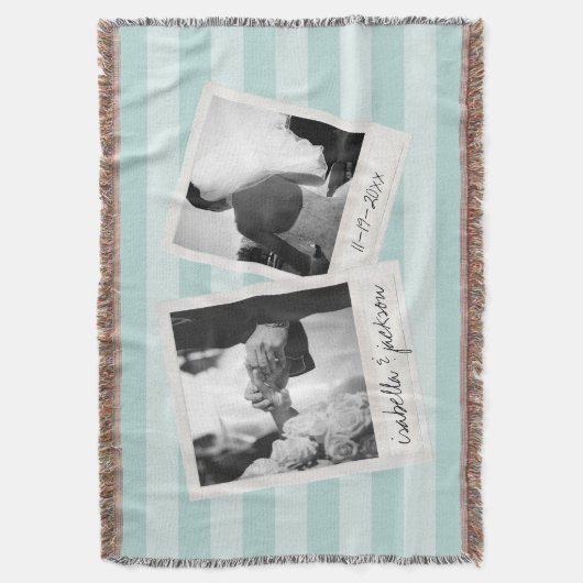 ウェディングインスタグラムコラージュ写真フレーム オーダーメッセージ スローブランケット (正面縦)