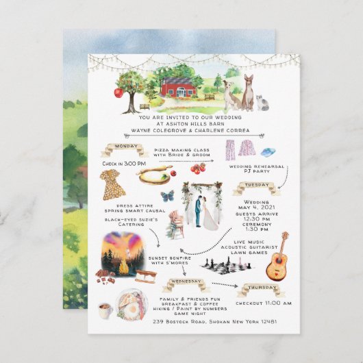 ウェディングウィークエンド アシュトンヒルズ 予定 招待状 (正面/裏面)