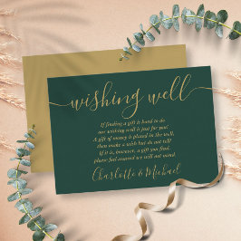 ウェディングウェルエメラルドグリーンと金ゴールド結婚ズ エンクロージャーカード