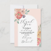 ウェディングウォーターカラーフラワーズエンゲージメントのお礼 サンキューカード (正面)