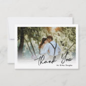 ウェディングエレガントスシンプルトのタイポグラフィ写真 サンキューカード (正面)