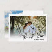 ウェディングエレガントスシンプルトのタイポグラフィ写真 サンキューカード (正面/裏面)