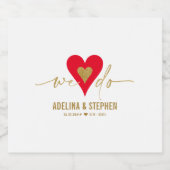 ウェディングエレガントデーシンプルハート私たちは金ゴールドスクリプトを行う スパークリングワインラベル (シングルラベル)