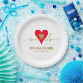 ウェディングエレガントデーシンプルハート私たちは金ゴールドスクリプトを行う ペーパープレート (パーティー)