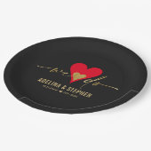 ウェディングエレガントデーシンプルハート私たちは金ゴールドスクリプトを行う ペーパープレート (アングル)