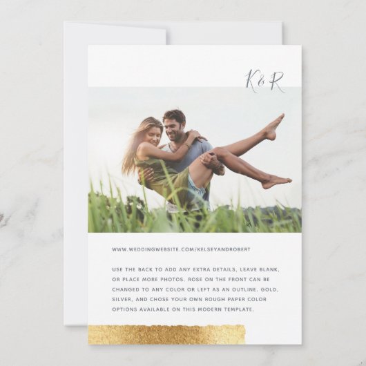 ウェディングエレガントモダン日付の保存招待状 (裏面)