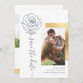 ウェディングエレガントモダン日付の保存招待状 (正面/裏面)