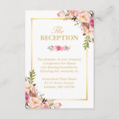 ウェディングエレガントレセプションシックフローラ金ゴールドフレーム エンクロージャーカード (正面)